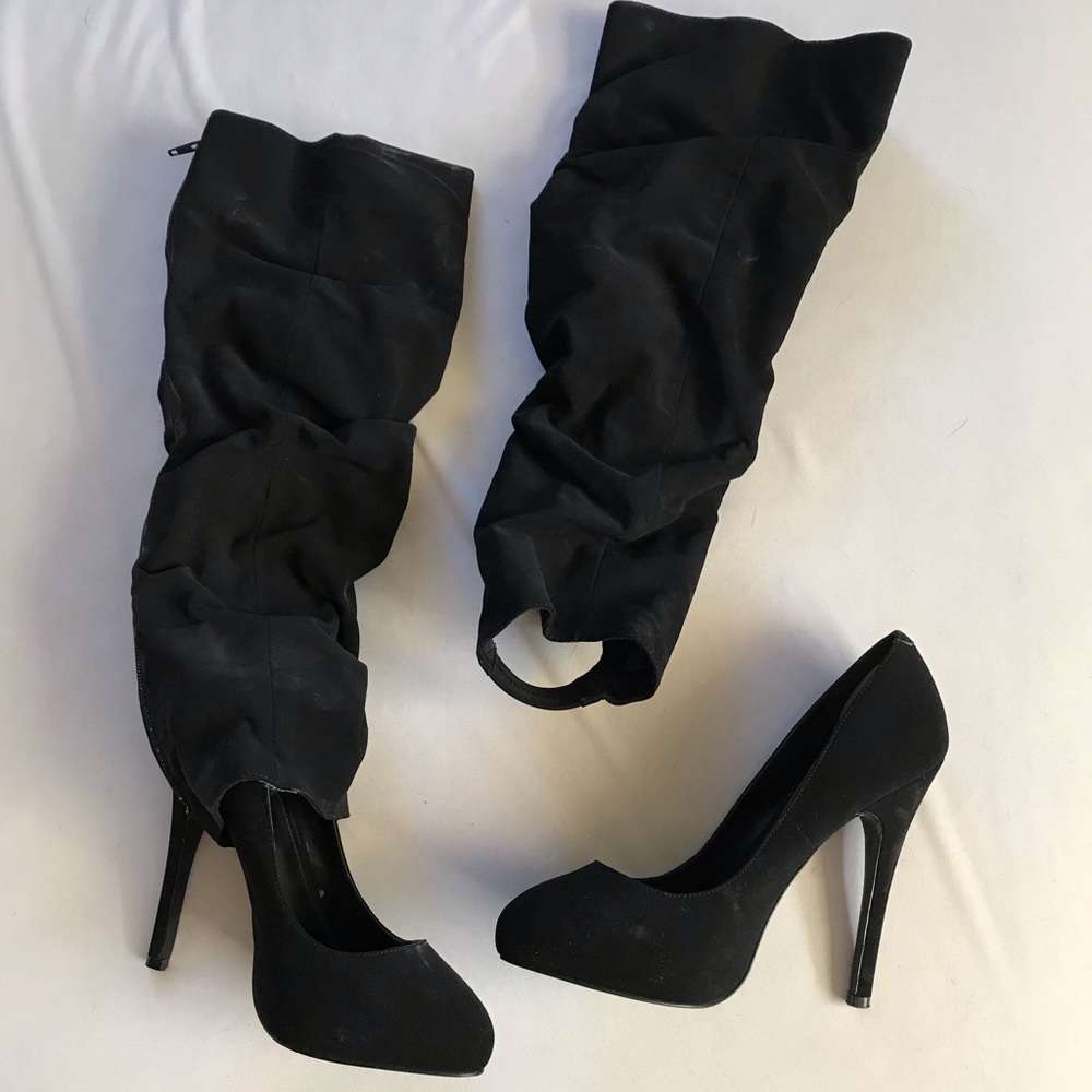 Aldo black heels with boot attachments
